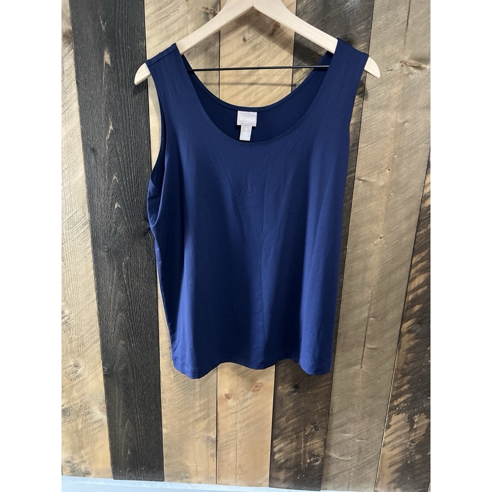 Chico's Sleeveless Microfiber Tank‎ Top Royal Blue Size 3 Modern Tank.